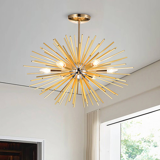 Lorena Sputnik Industrial Chandelier with Chrome and Frosted Finish FD-2631-GXR