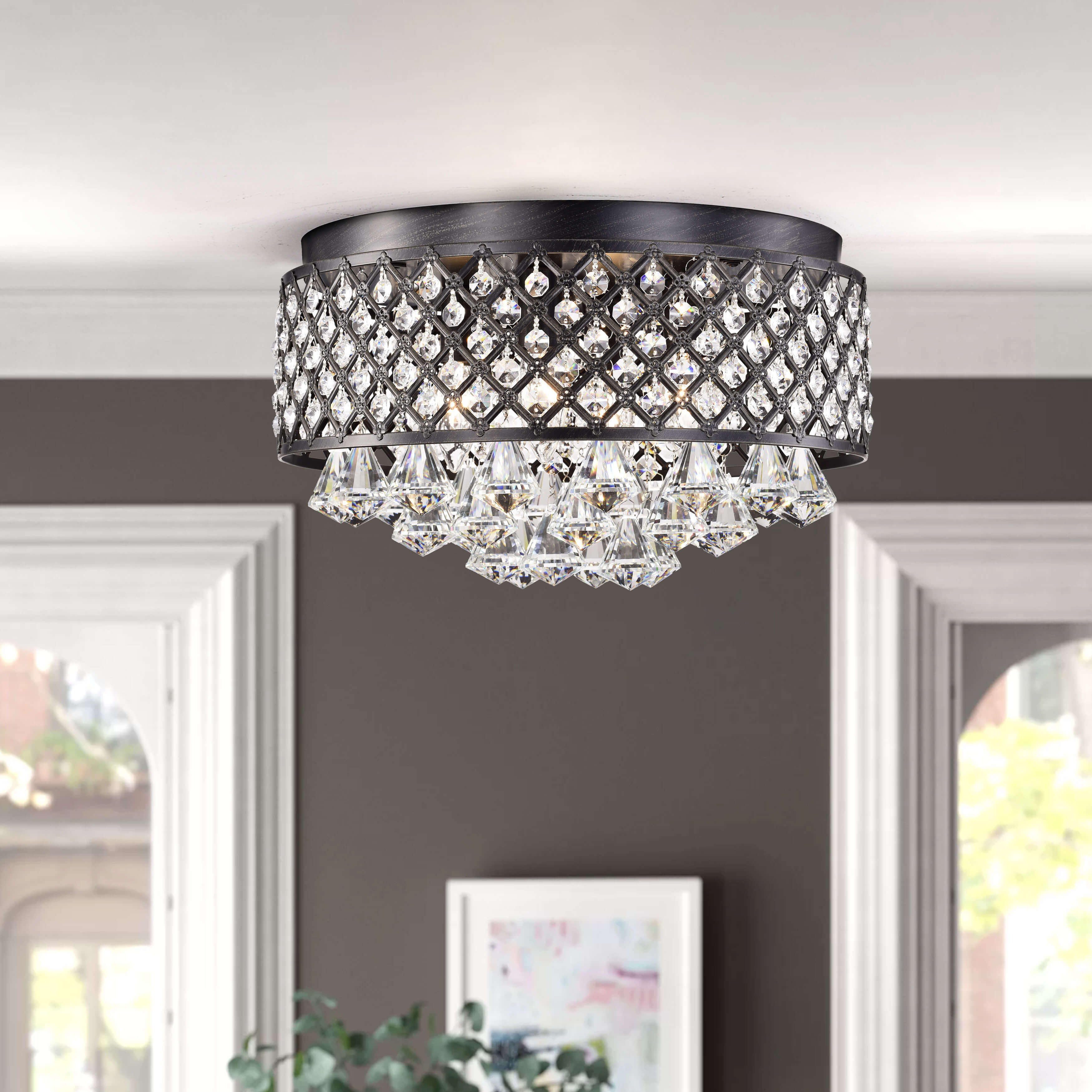 Candice 4-light Antique Black Flush Mount Chandelier B129-GA-536