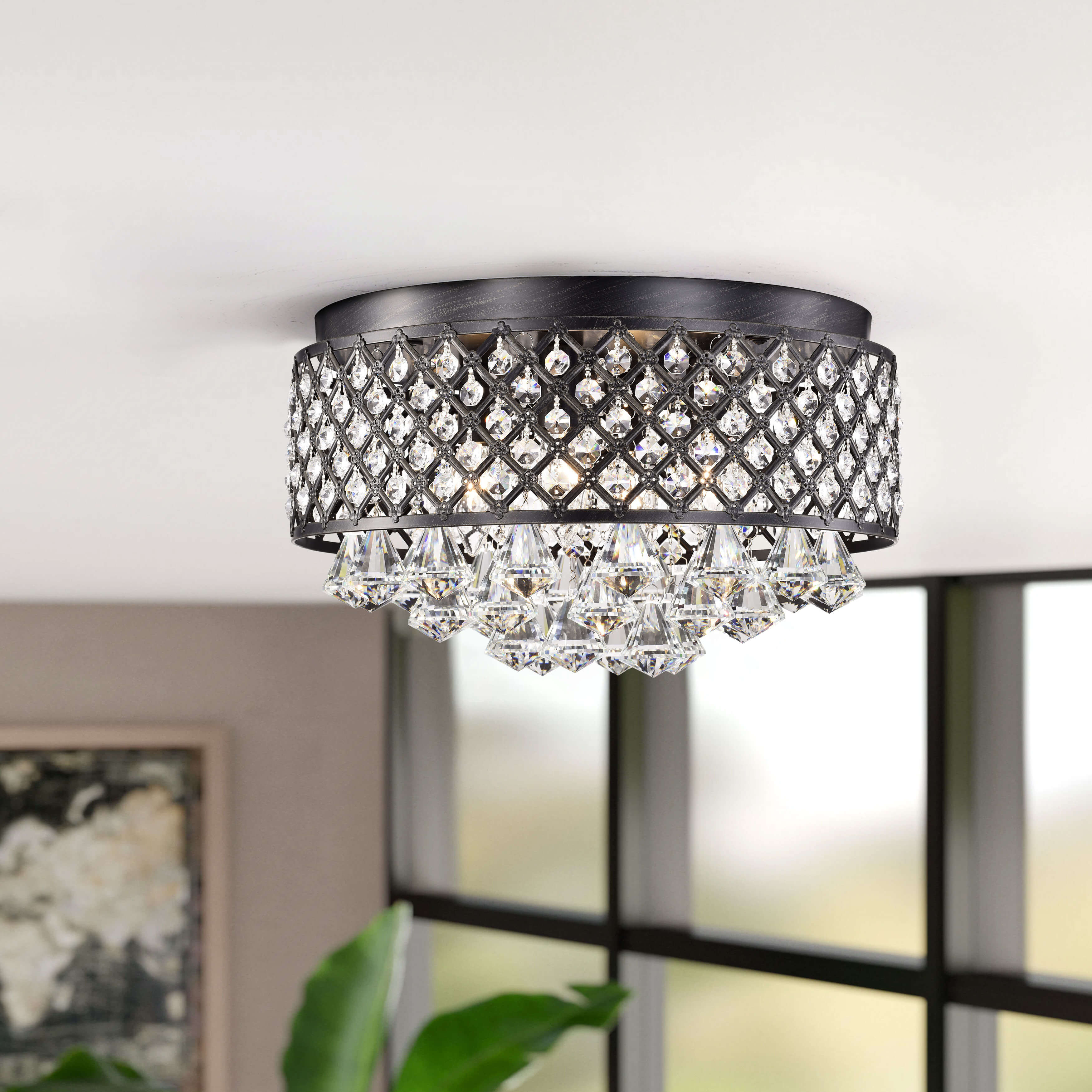 Candice 4-light Antique Black Flush Mount Chandelier B129-GA-536