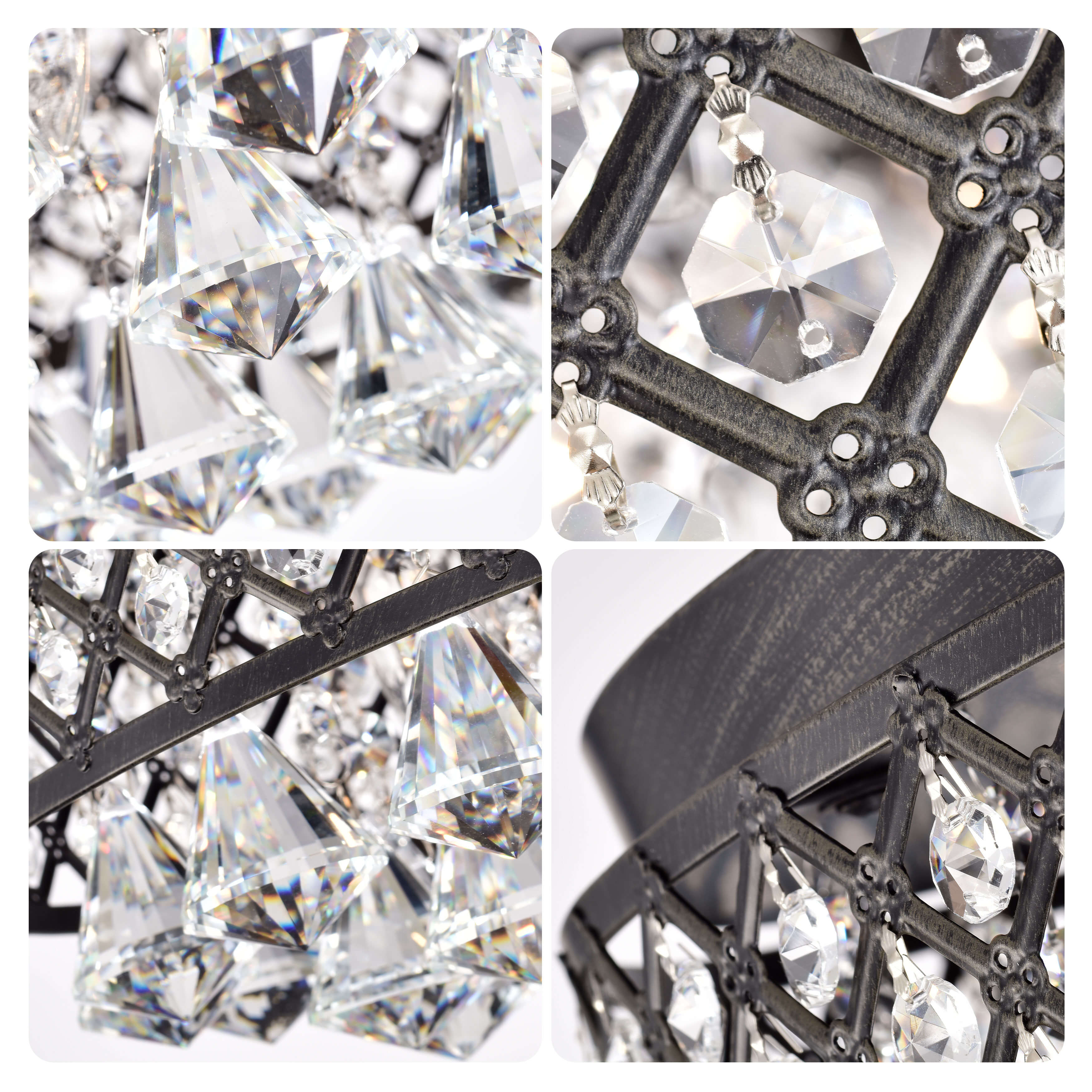 Candice 4-light Antique Black Flush Mount Chandelier B129-GA-536