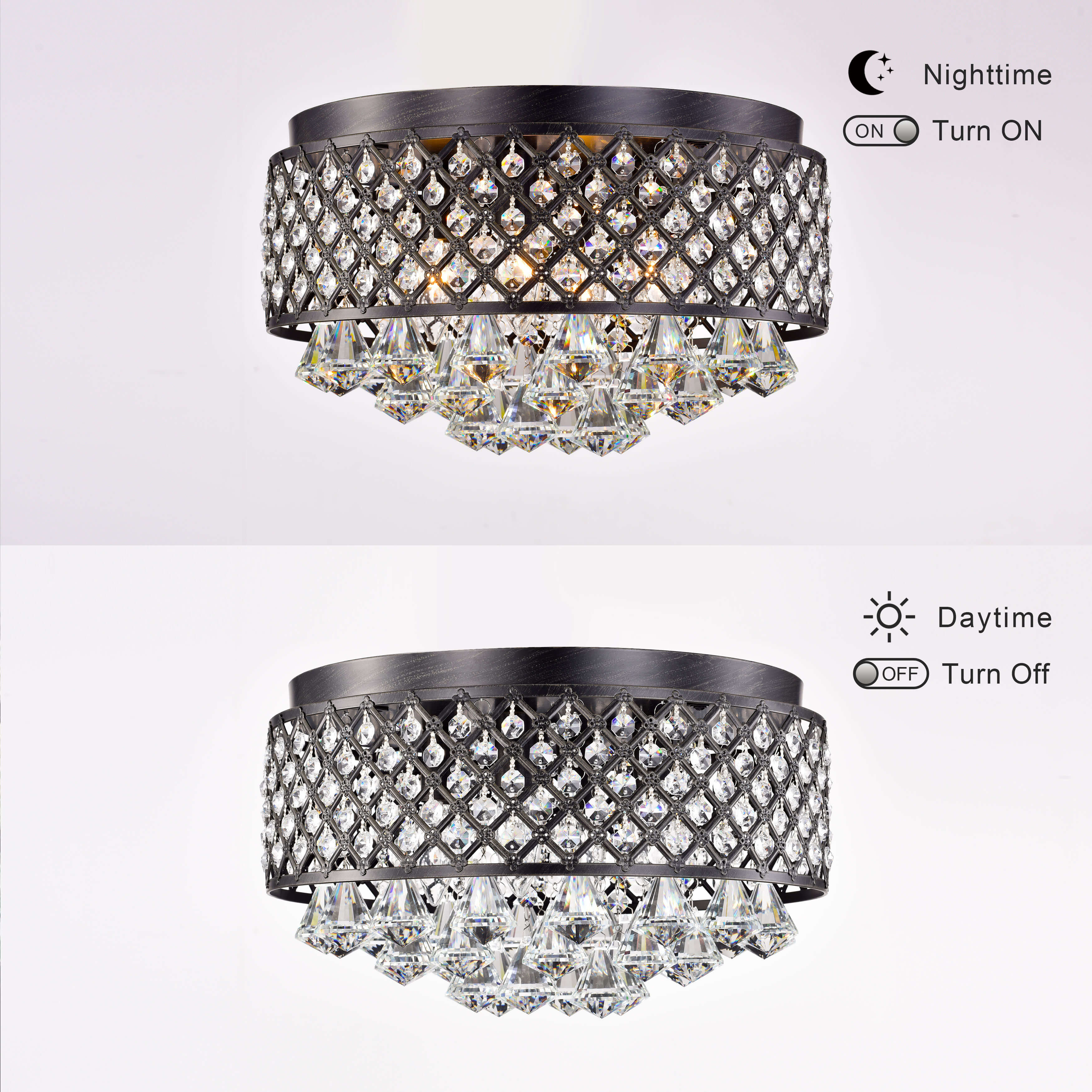 Candice 4-light Antique Black Flush Mount Chandelier B129-GA-536