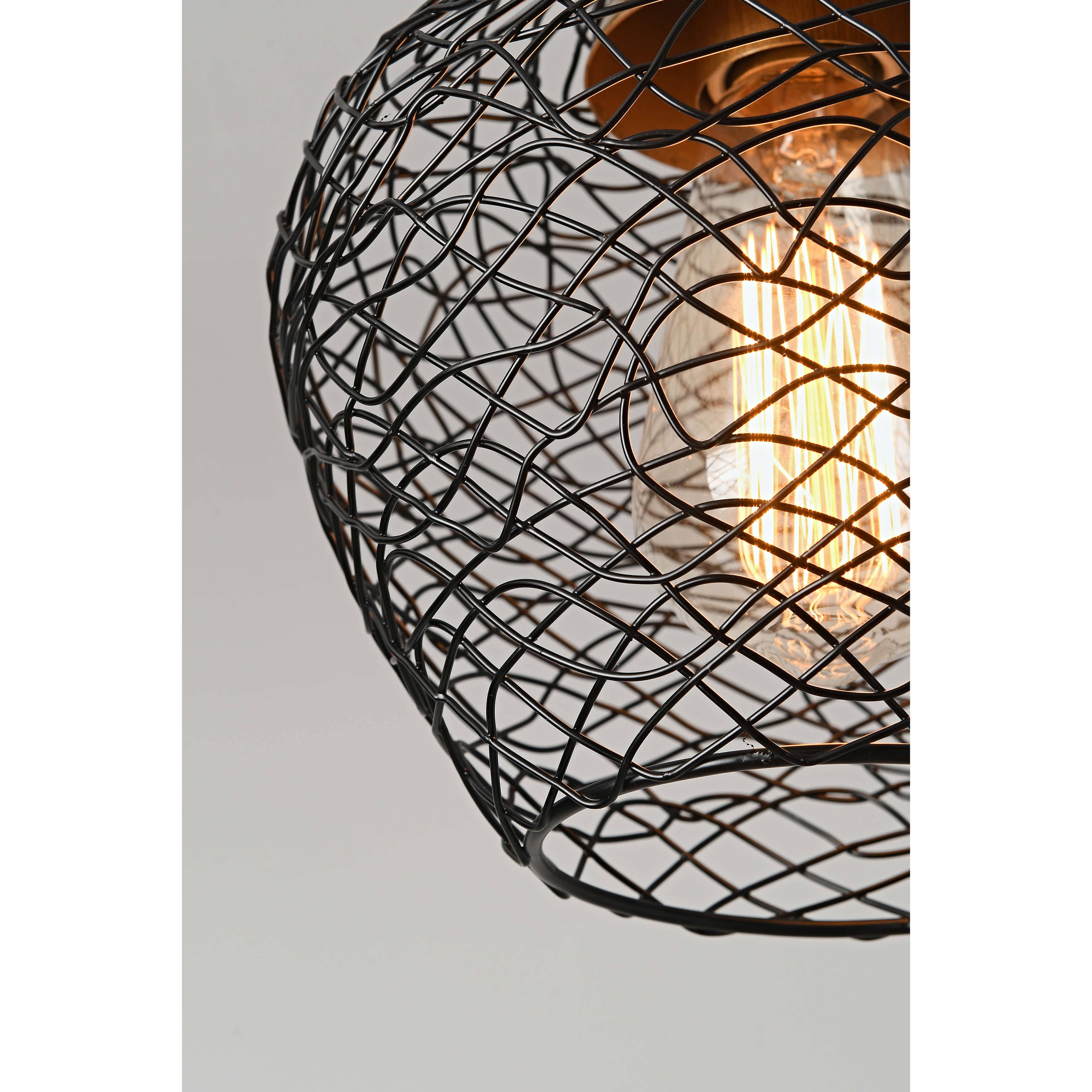 Edita 1-light Black and Brushed Brass Finish Woven Wire Cage Pendant