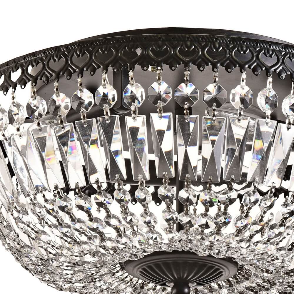 Emilia 14-inch Antique Black Crystal Flush Mount Chandelier B211-KM-575