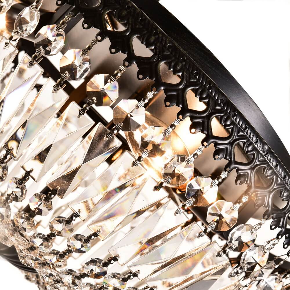 Emilia 14-inch Antique Black Crystal Flush Mount Chandelier B211-KM-575