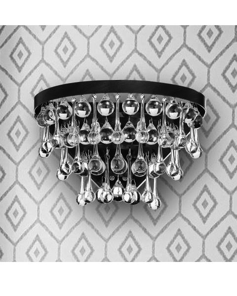 Natalia 2-light Antique Black Crystal Wall Sconce B229-JG-584