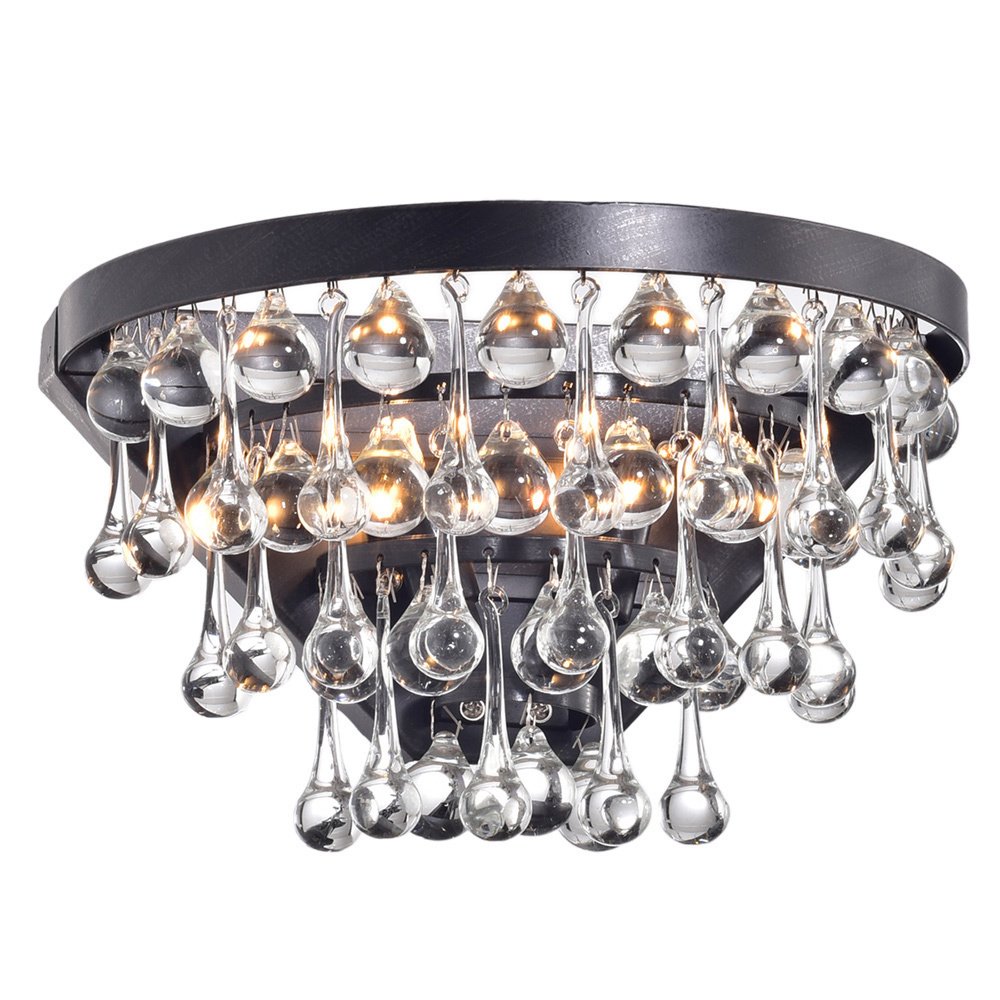 Natalia 2-light Antique Black Crystal Wall Sconce B229-JG-584