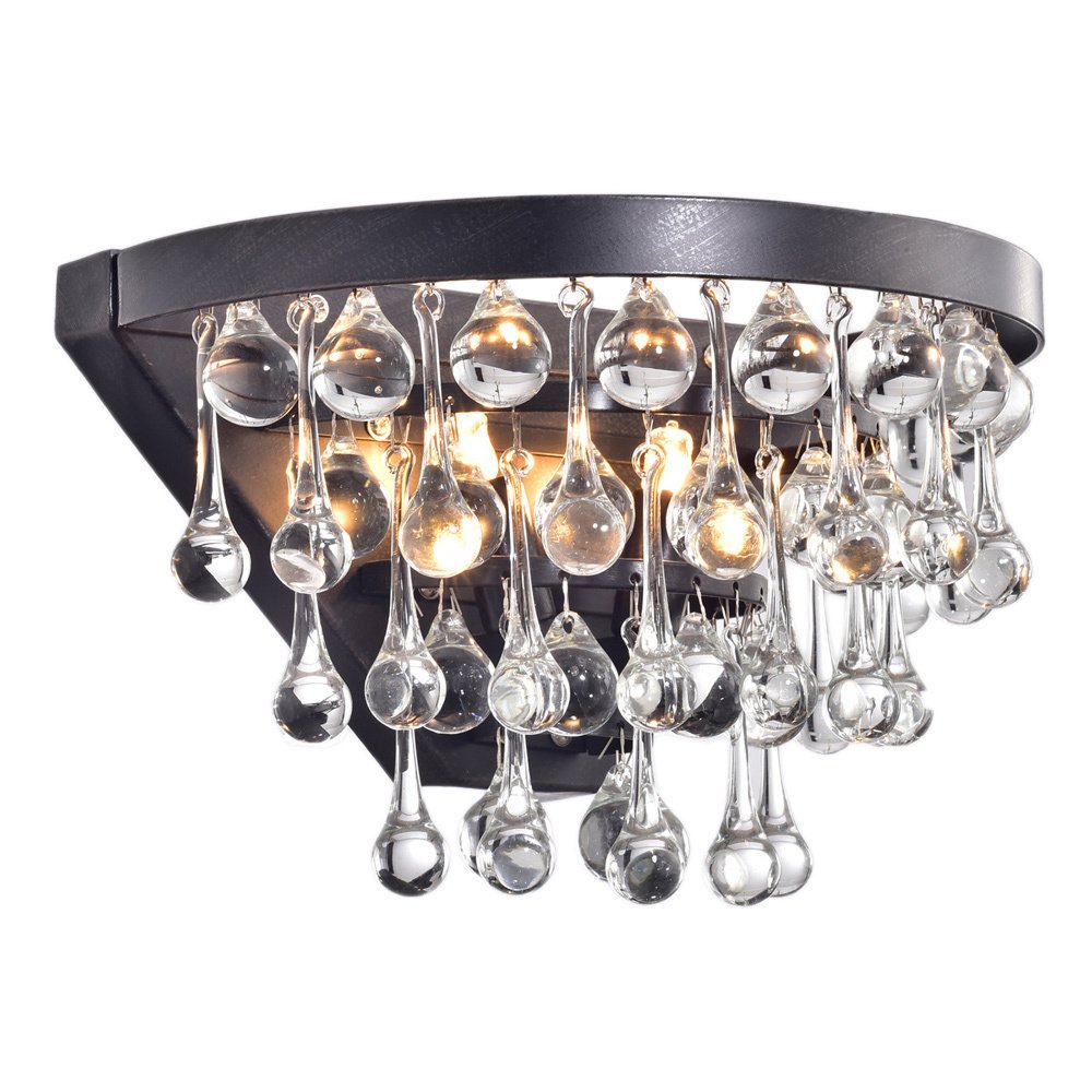 Natalia 2-light Antique Black Crystal Wall Sconce B229-JG-584