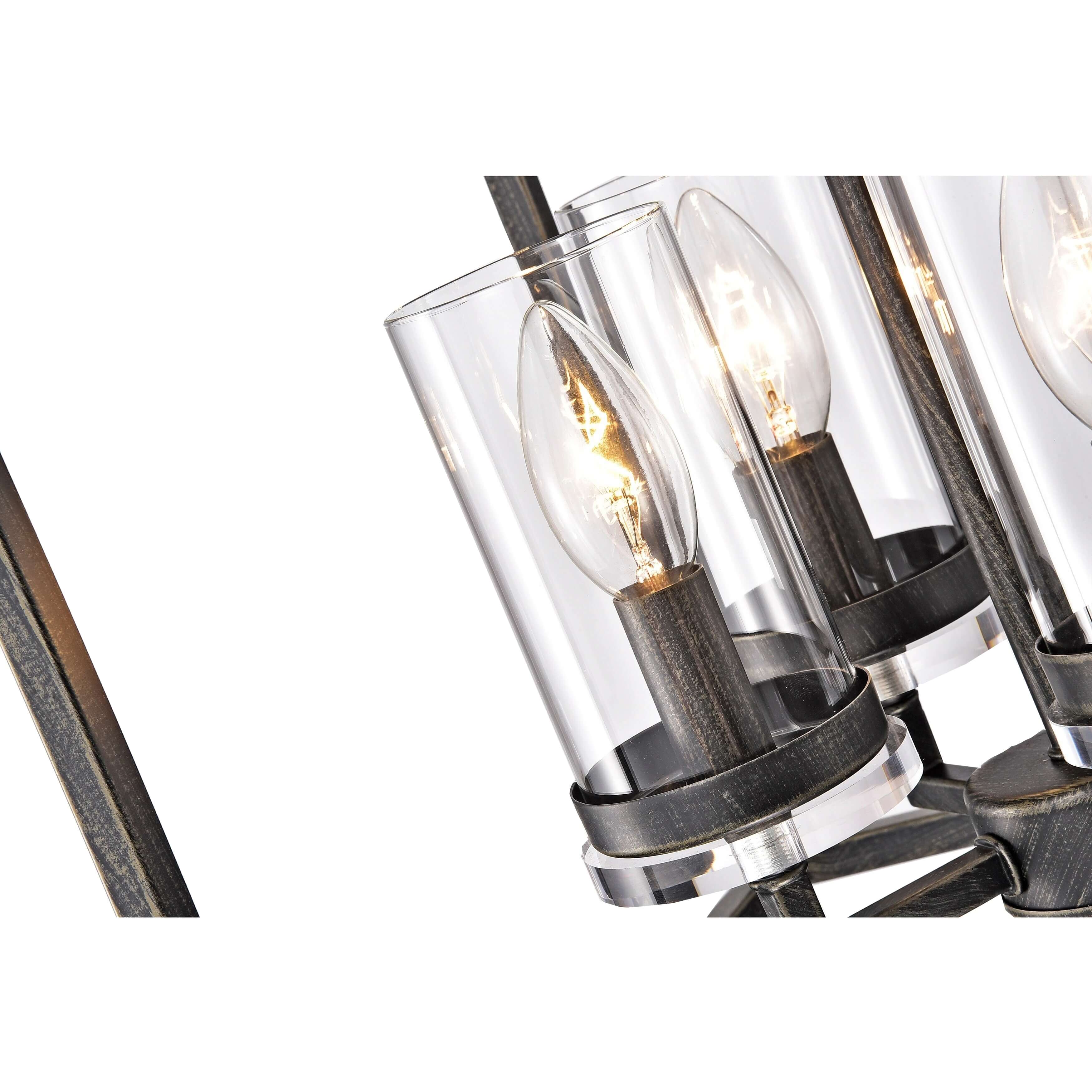 La Pedriza 4-Light Antique Black Lantern Chandelier with Clear Glass Cylinders B413-WQ-676