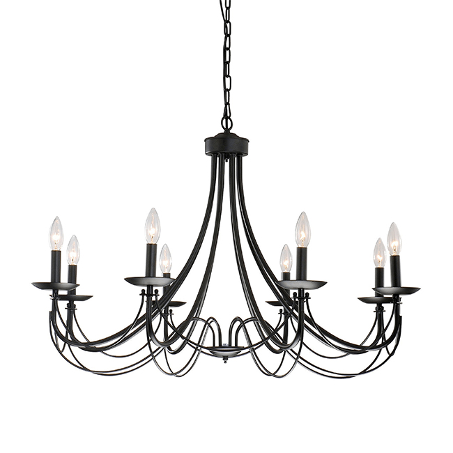 Micael 8-light Black Iron Chandelier with No Shade B420-8