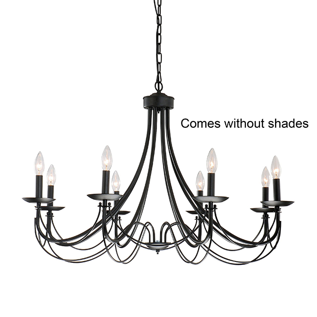 Micael 8-light Black Iron Chandelier with No Shade B420-8