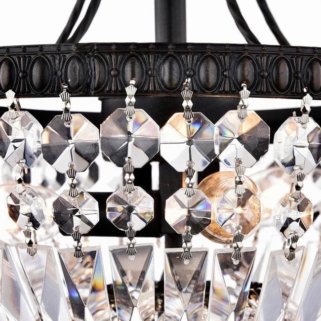 Jessica Crystal Basket 3-light Antique Black Flush Mount Chandelier B941-HE-443