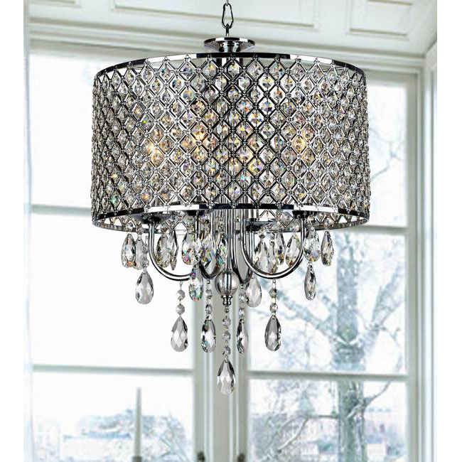 Chrome Finish 4-light Round Crystal Chandelier