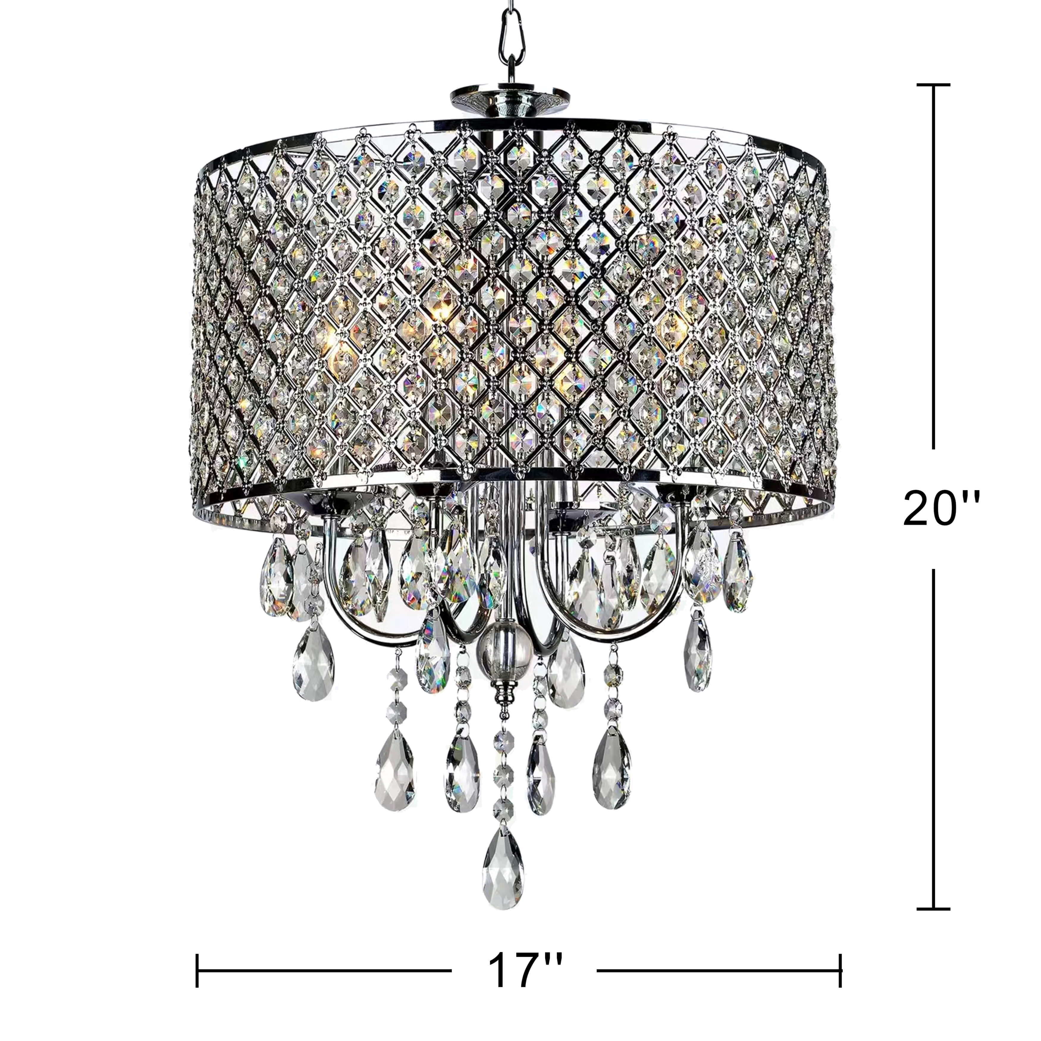 Chrome Finish 4-light Round Crystal Chandelier