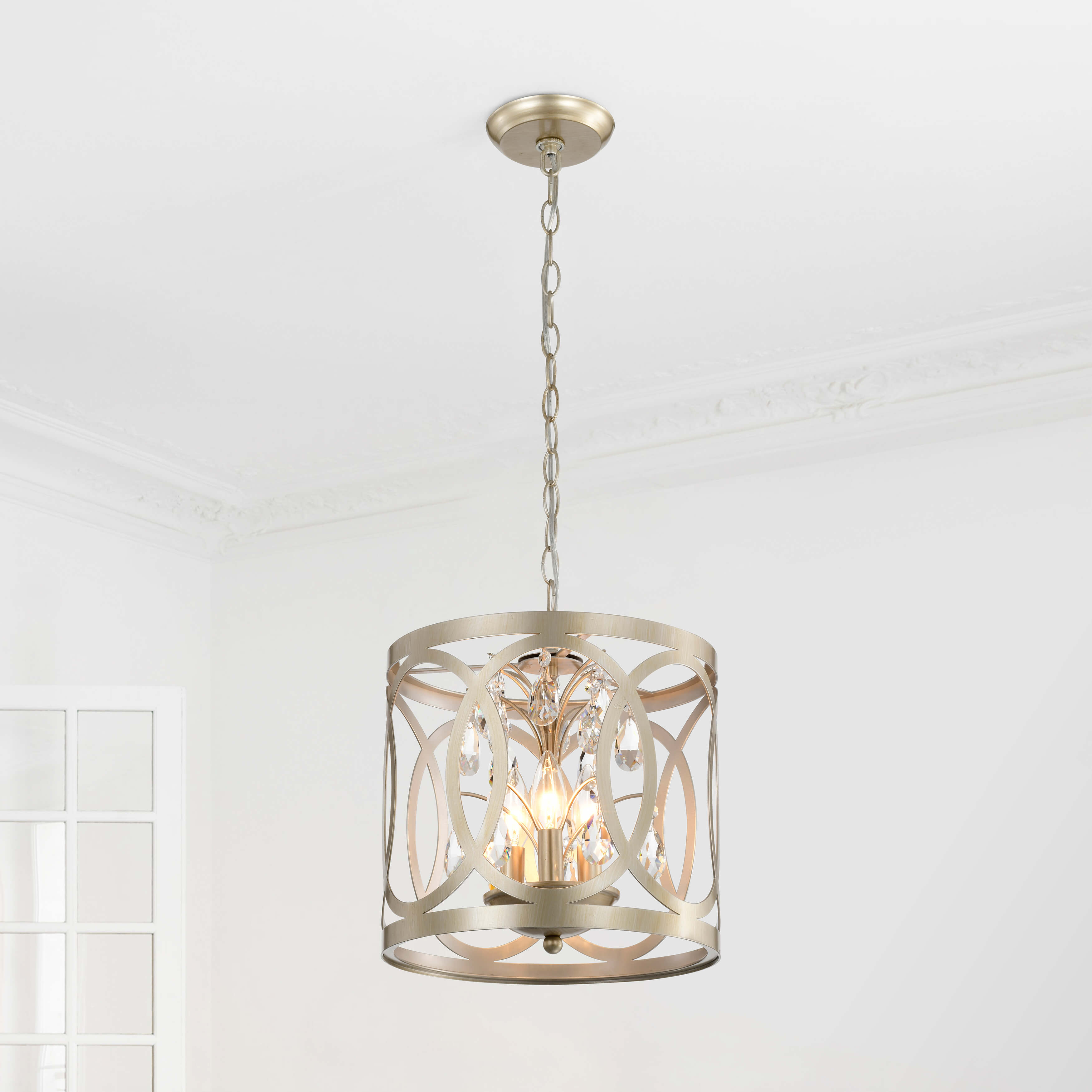 Aurelia 3-light Light Gold with Bronze Metal Cage Drum Chandelier BX-0652-GWQ