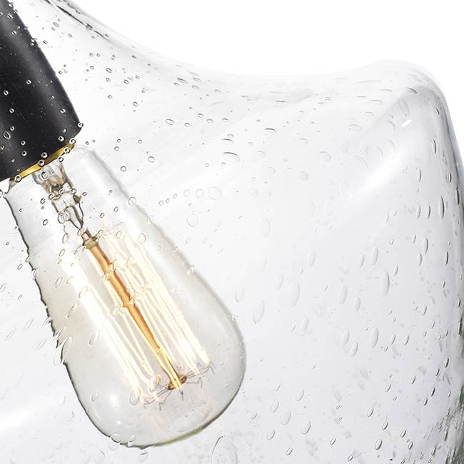 Luna Antique Black Single Light Clear Bubble Glass Chandelier