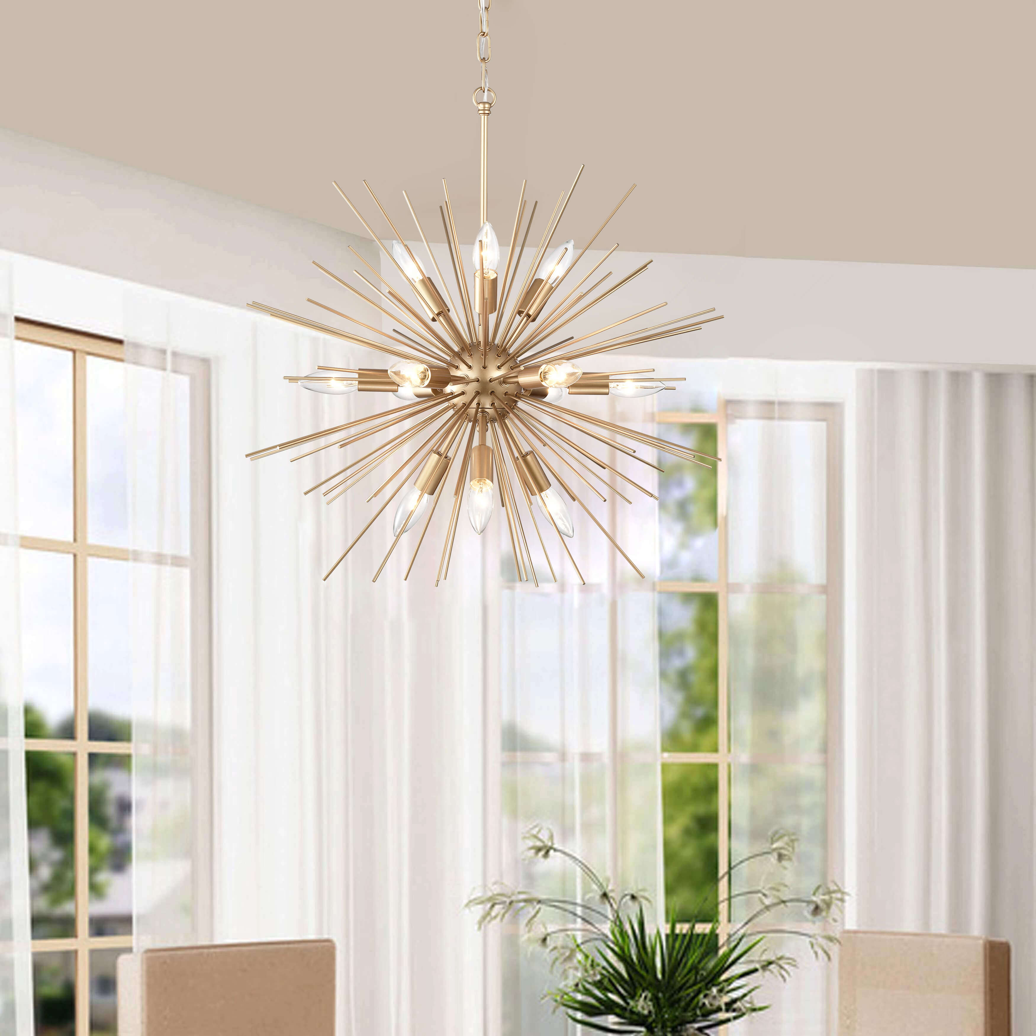 Valeria 12-light Shiny Bronze Sputnik Sphere Chandelier BX-2287-ZHS