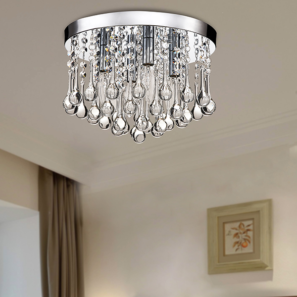 Claudia 4-Light Chrome Finish Flush Mount with Clear Crystal Drops BX-2664-BFP