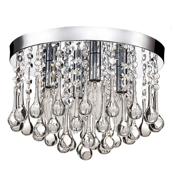 Claudia 4-Light Chrome Finish Flush Mount with Clear Crystal Drops BX-2664-BFP