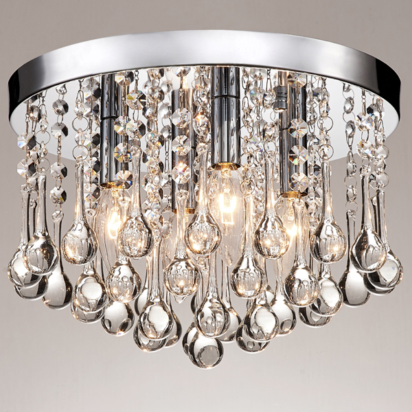 Claudia 4-Light Chrome Finish Flush Mount with Clear Crystal Drops BX-2664-BFP