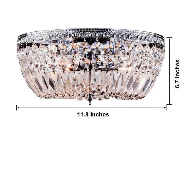 Jessica 3-Light Crystal Basket Chrome Flush Mount BX-3389-BJD