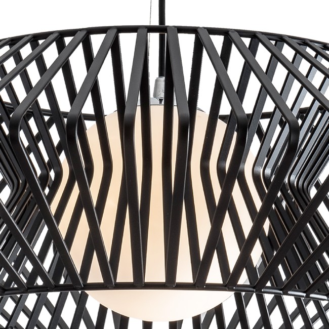 Bibiana 1 Light Black Geometric Metal Glass Shade Pendant Chandelier BX-3681-WTU