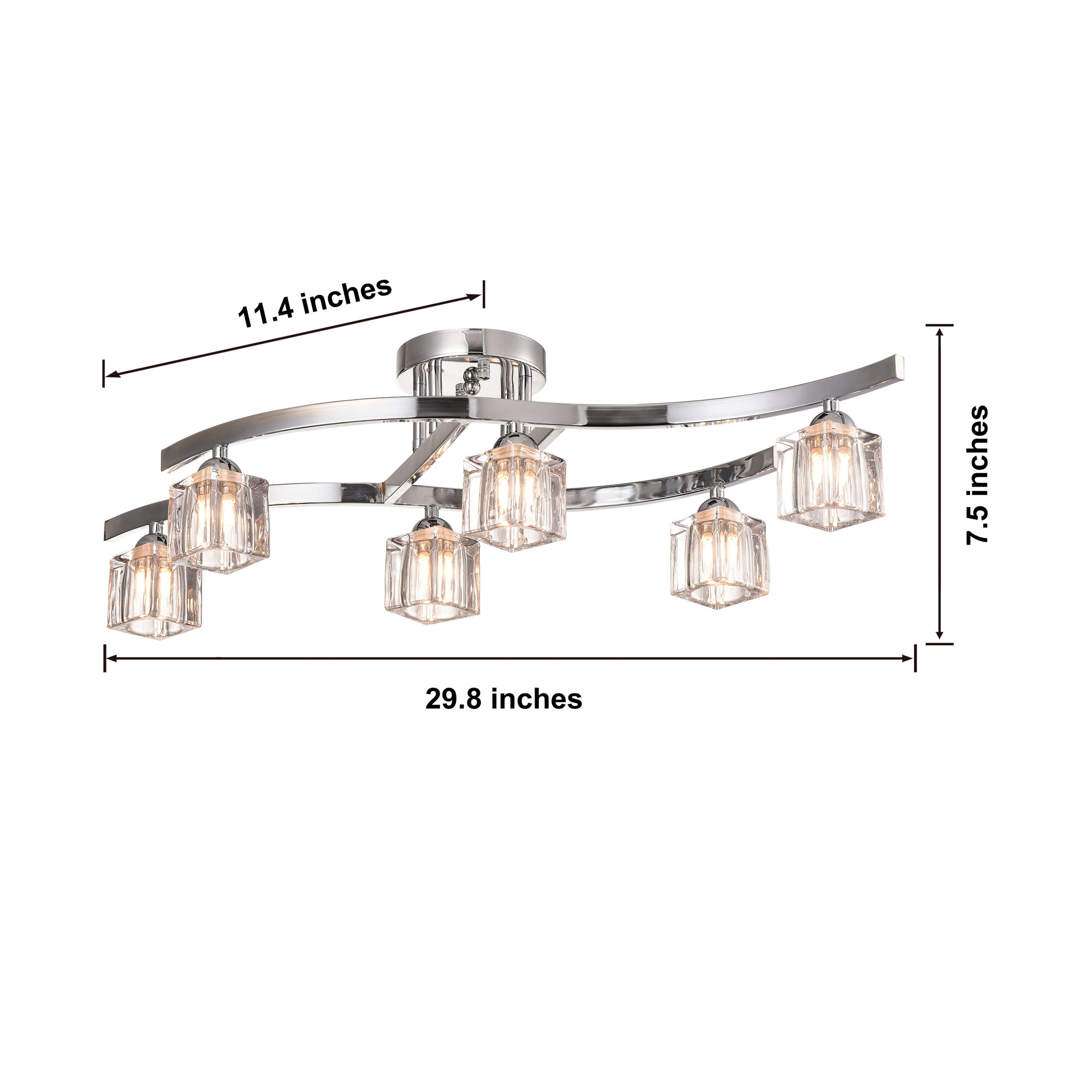 Aika 6-Light Chrome Flush Mount with Clear Shades BX-3769-JCA