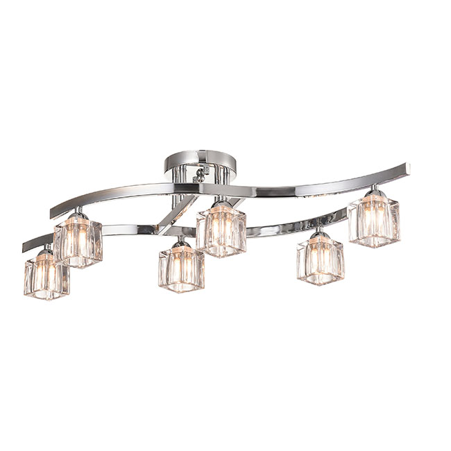 Aika 6-Light Chrome Flush Mount with Clear Shades BX-3769-JCA