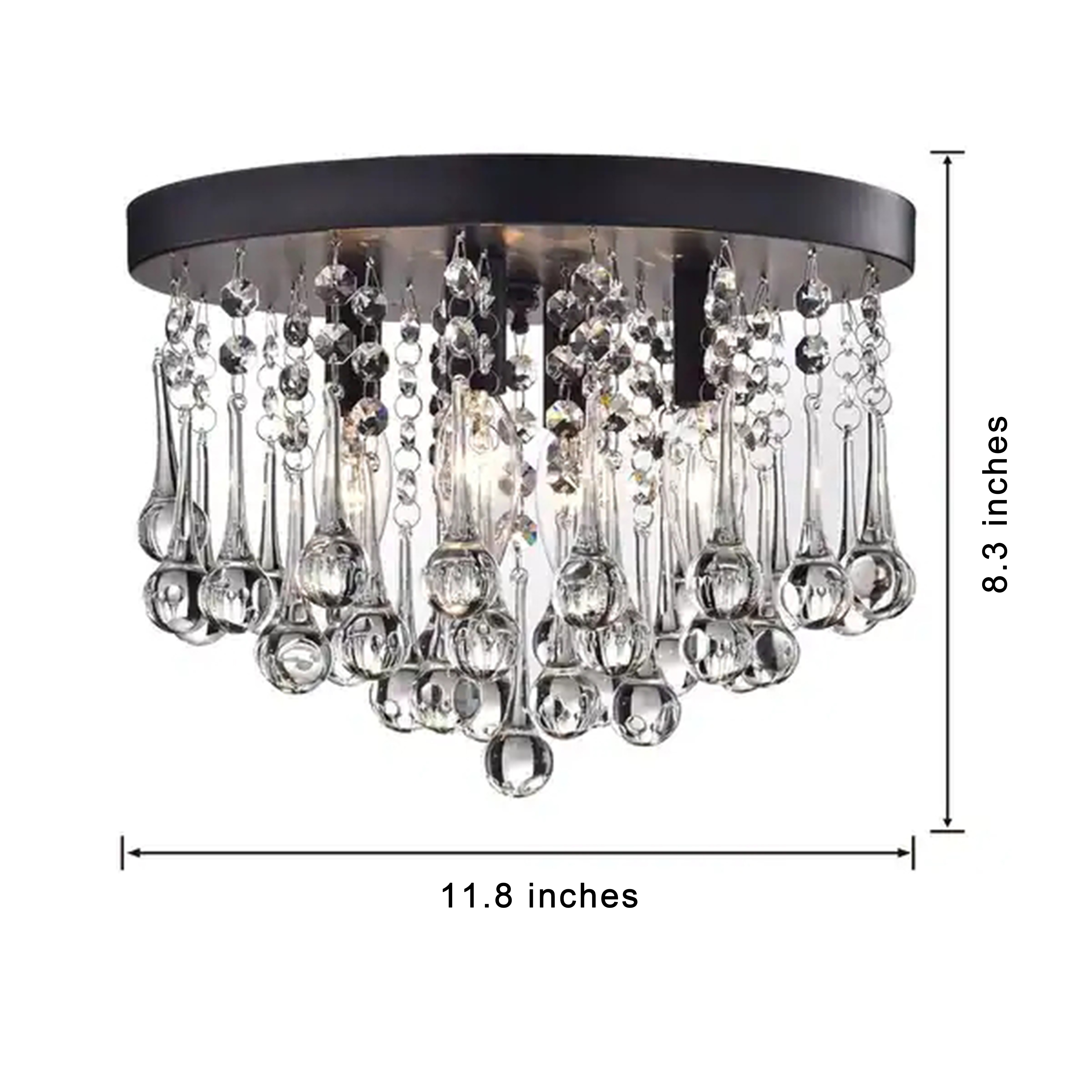 Claudia 4-Light Black Flush Mount with Clear Crystal Drops BX-5461-SWF
