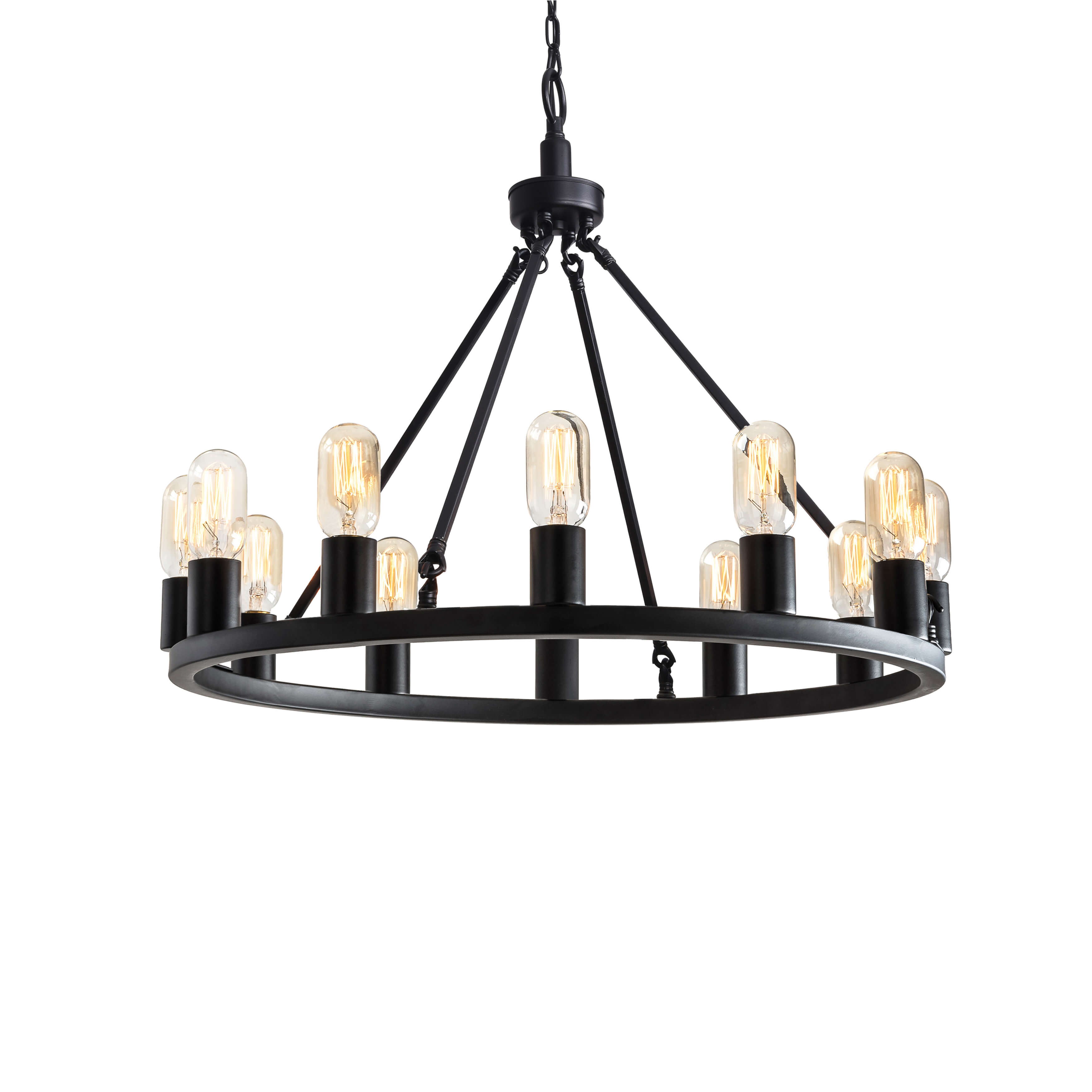 Eva Black 12-light Metal Round Chandelier BX-6495-AYF