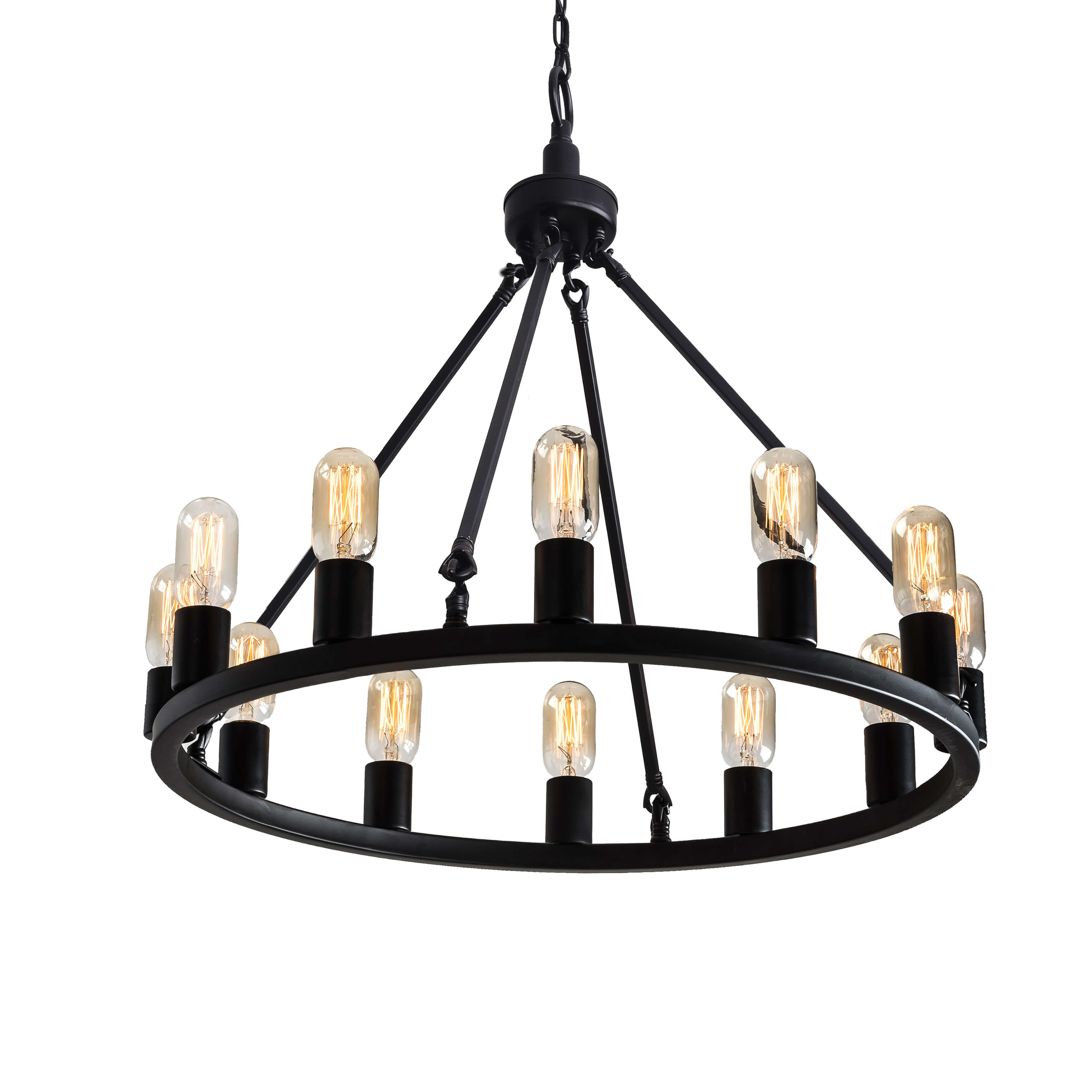 Eva Black 12-light Metal Round Chandelier BX-6495-AYF
