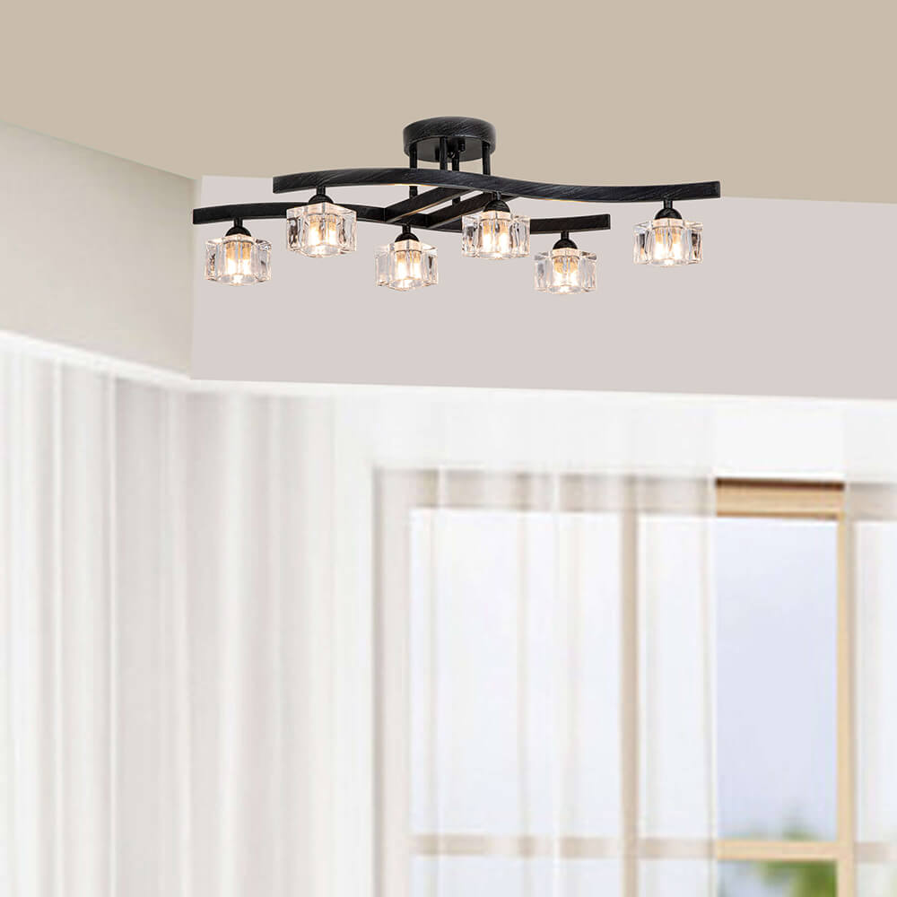 Aika 6-Light Antique Black Flush Mount with Clear Shades BX-8783-NBG