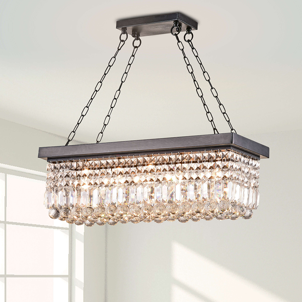 Gisela 5-light Antique Black Finish Rectangular Crystal Chandelier BX-9956-EUV