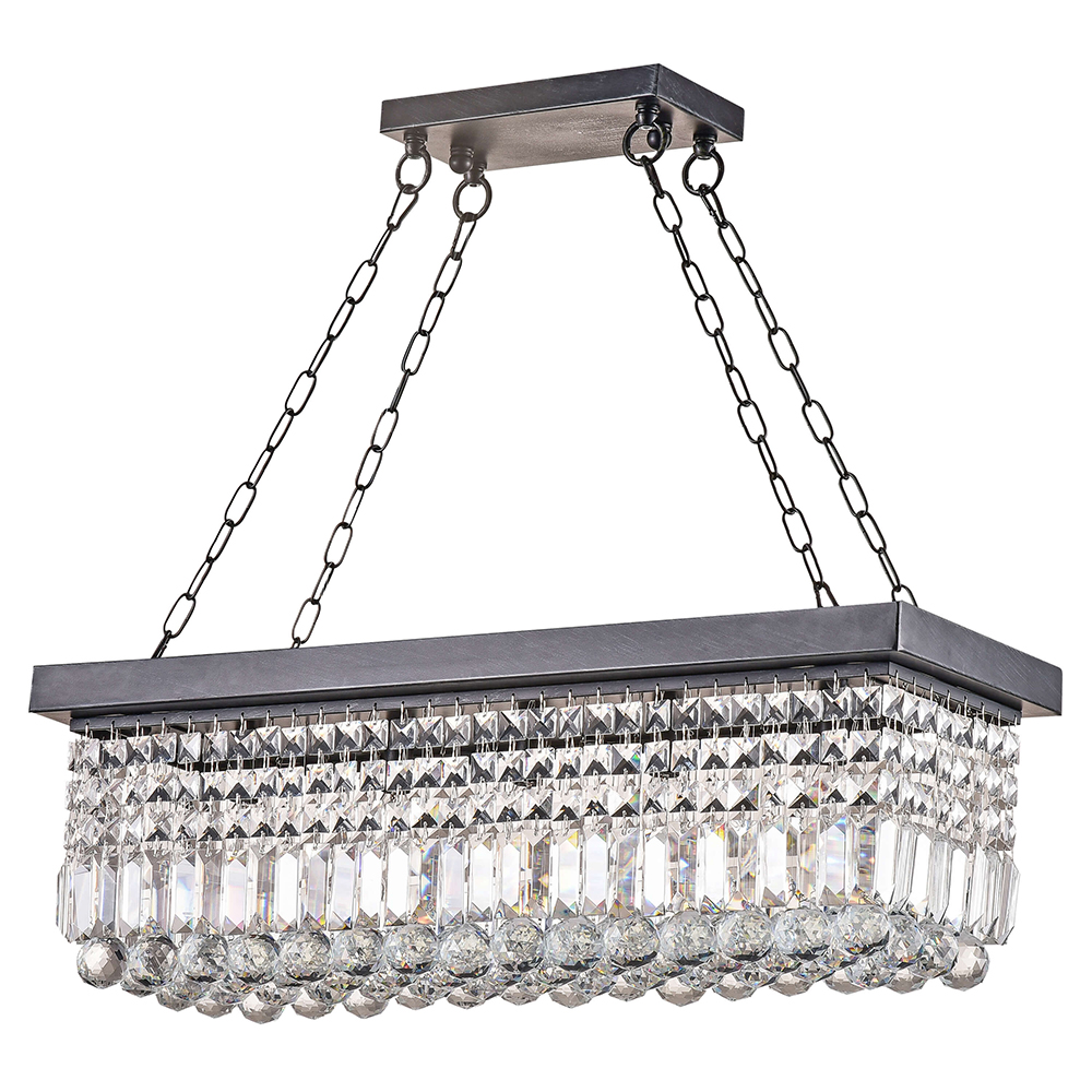 Gisela 5-light Antique Black Finish Rectangular Crystal Chandelier BX-9956-EUV