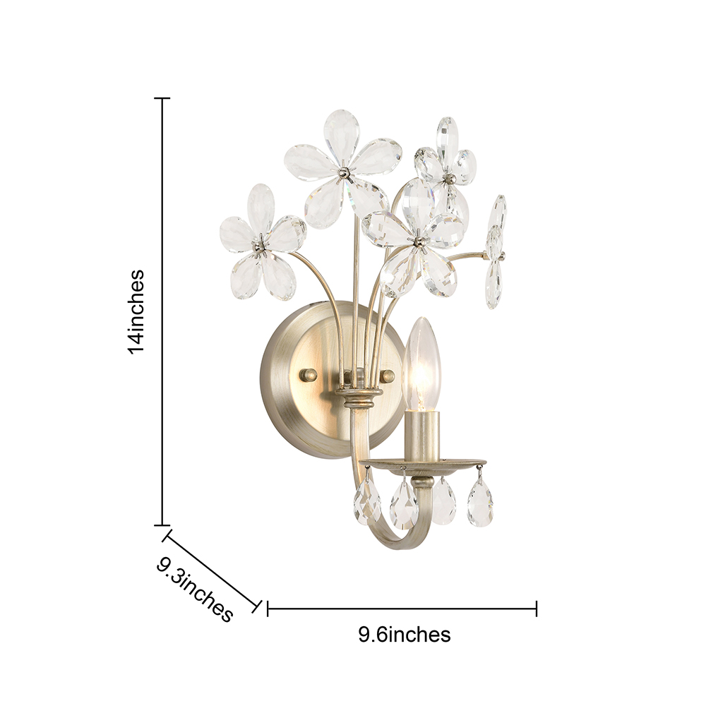 Rosa 1 Light Champagne Daisy Flower Glass Crystal Wall Sconce FD-0134-TMK