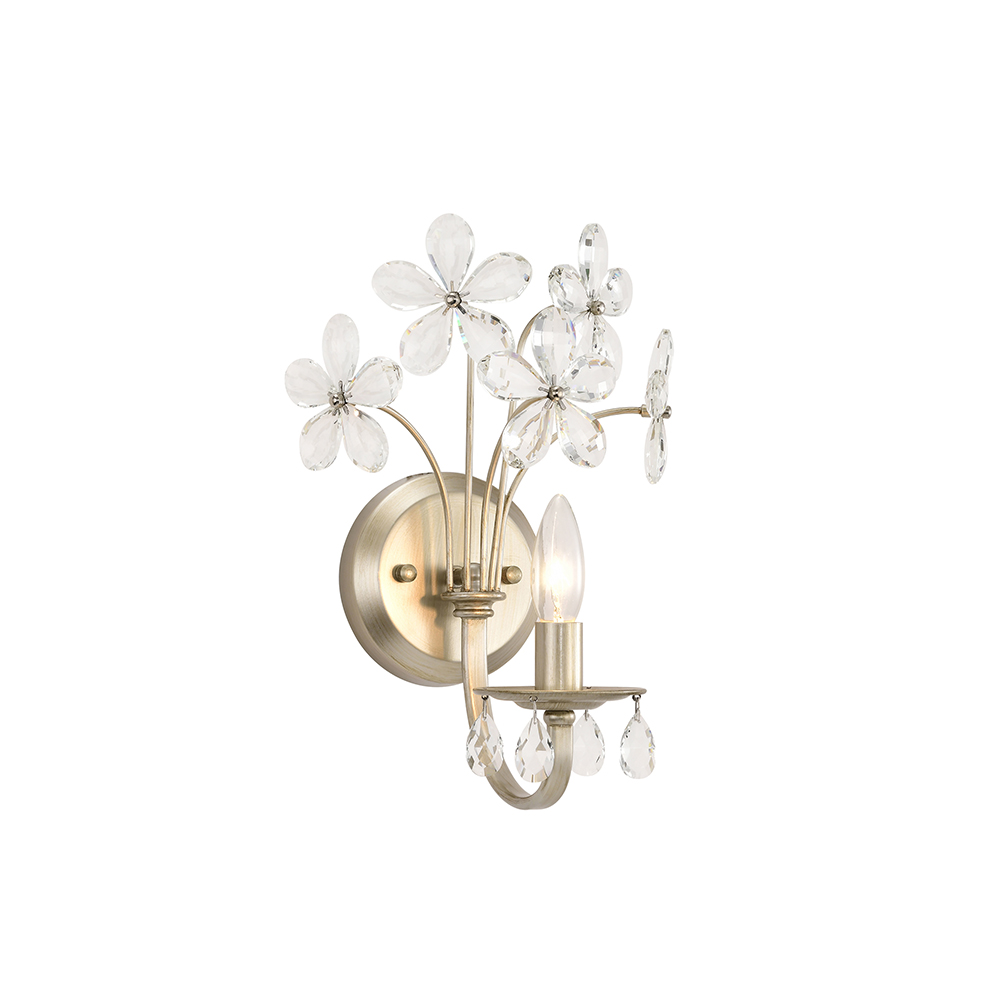 Rosa 1 Light Champagne Daisy Flower Glass Crystal Wall Sconce FD-0134-TMK