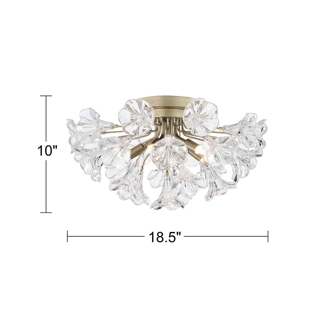 Rosa Brushed Silver-ish Champagne Finish Flower Glass Flush Mount FD-0160-AYZ