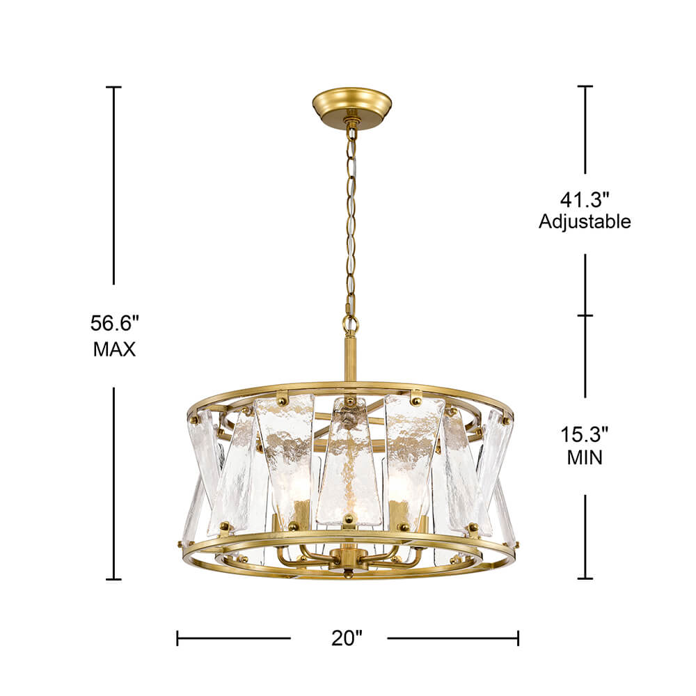 Laia Modern 5-Light Water Textured Glass Drum Round Chandelier FD-0838-PEC