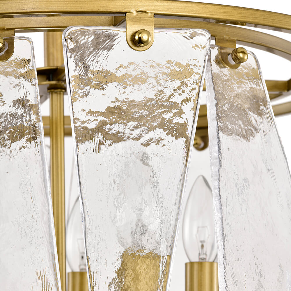 Laia Modern 5-Light Water Textured Glass Drum Round Chandelier FD-0838-PEC