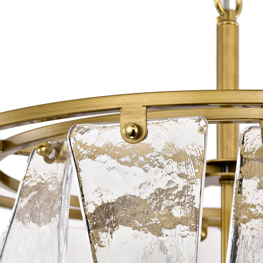 Laia Modern 5-Light Water Textured Glass Drum Round Chandelier FD-0838-PEC