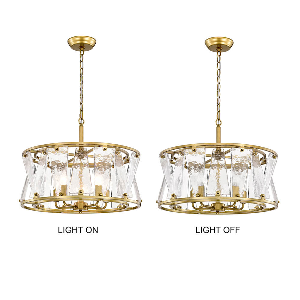 Laia Modern 5-Light Water Textured Glass Drum Round Chandelier FD-0838-PEC