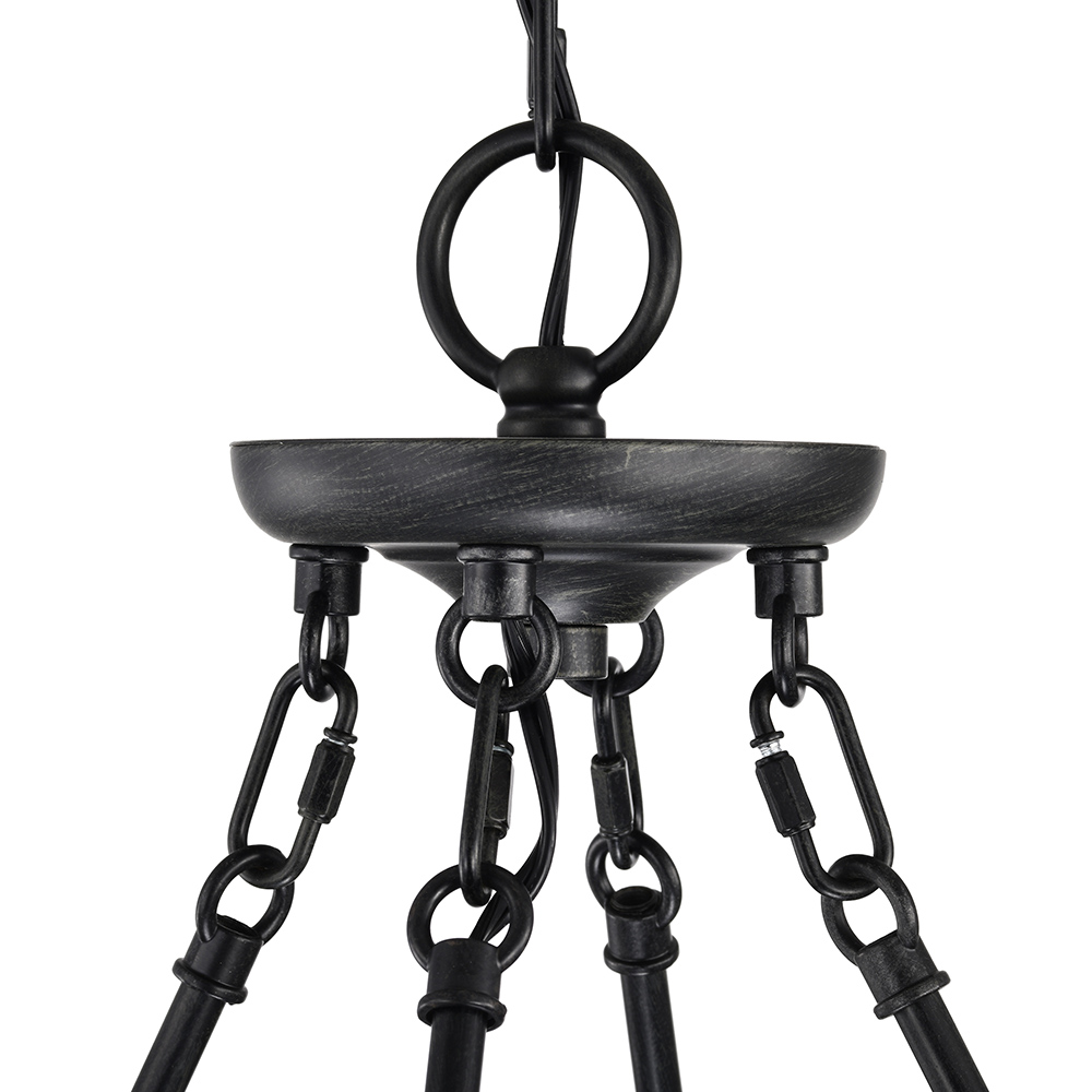 Eva 8-Light Antique Black Finish Metal Round Chandelier FD-0871-LGQ