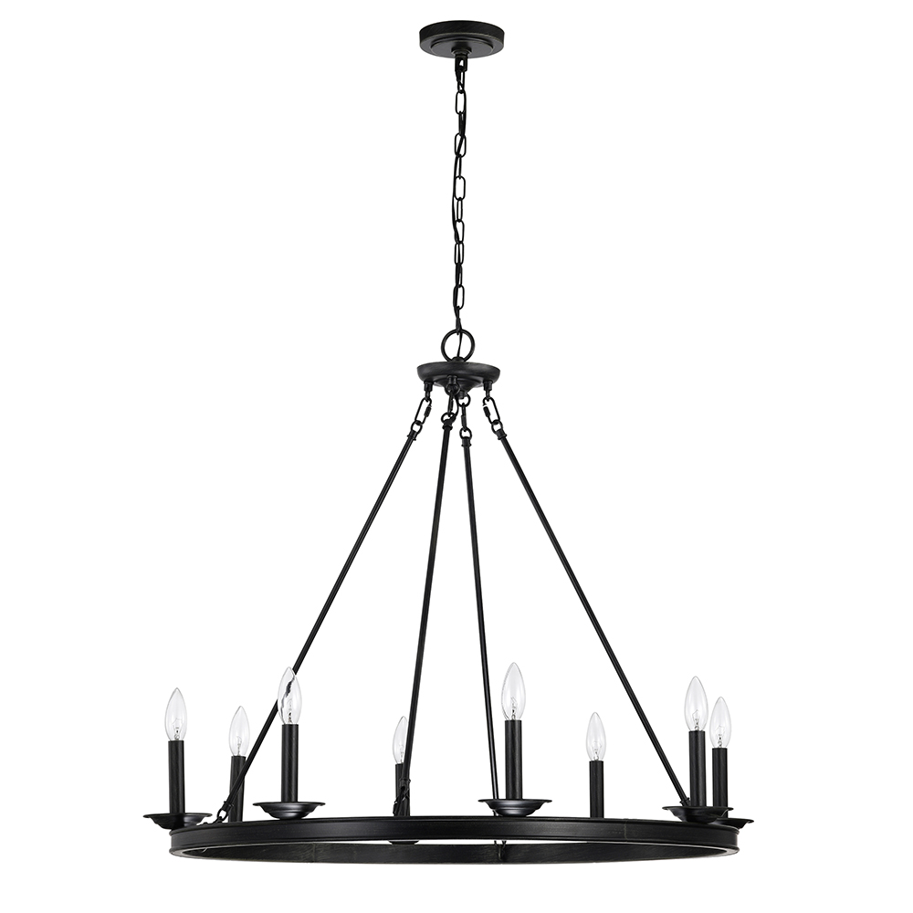 Eva 8-Light Antique Black Finish Metal Round Chandelier FD-0871-LGQ