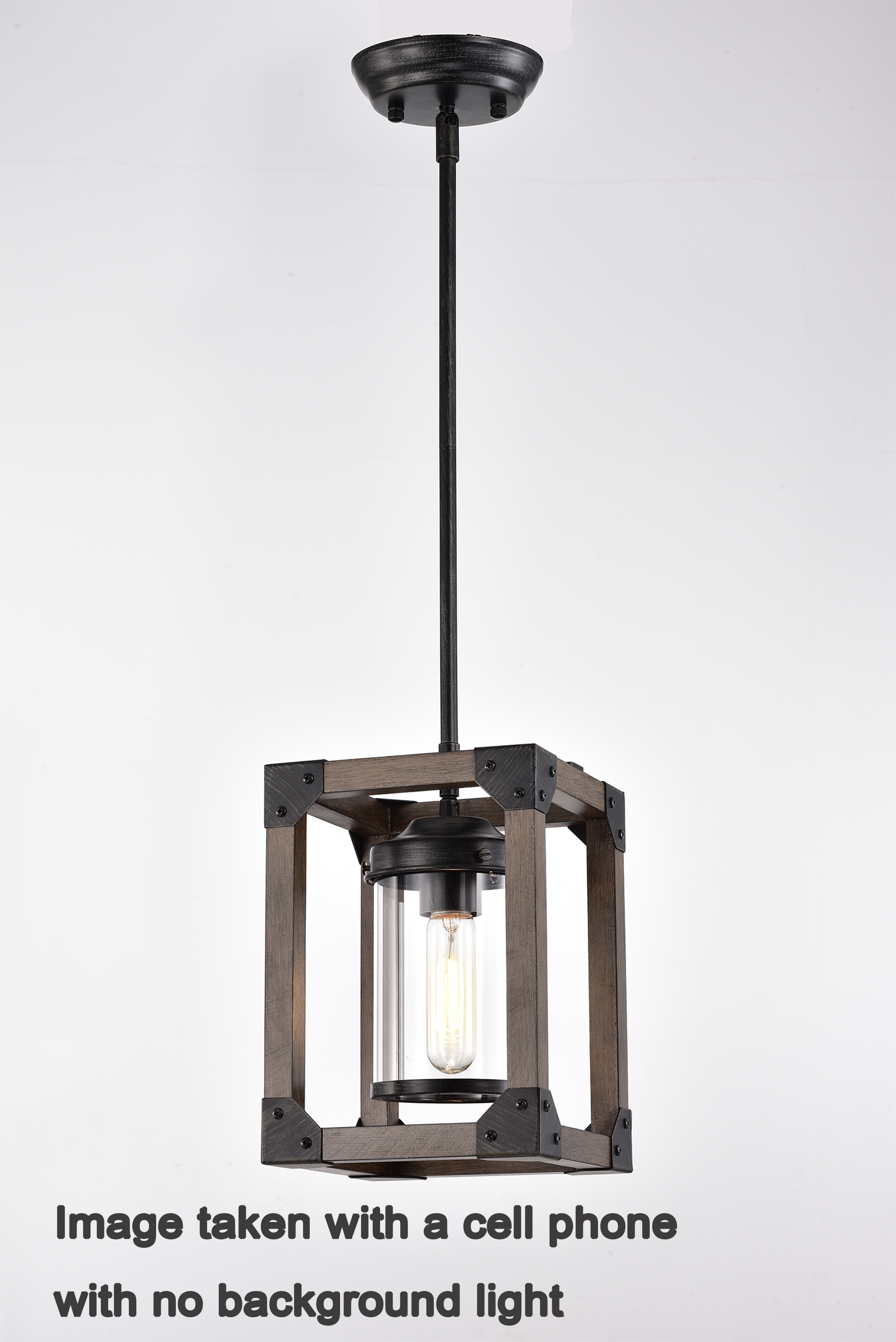 Daniela Antique Black Wooden Cage Glass Cylinder Pendant Chandelier FD-0981-AAG