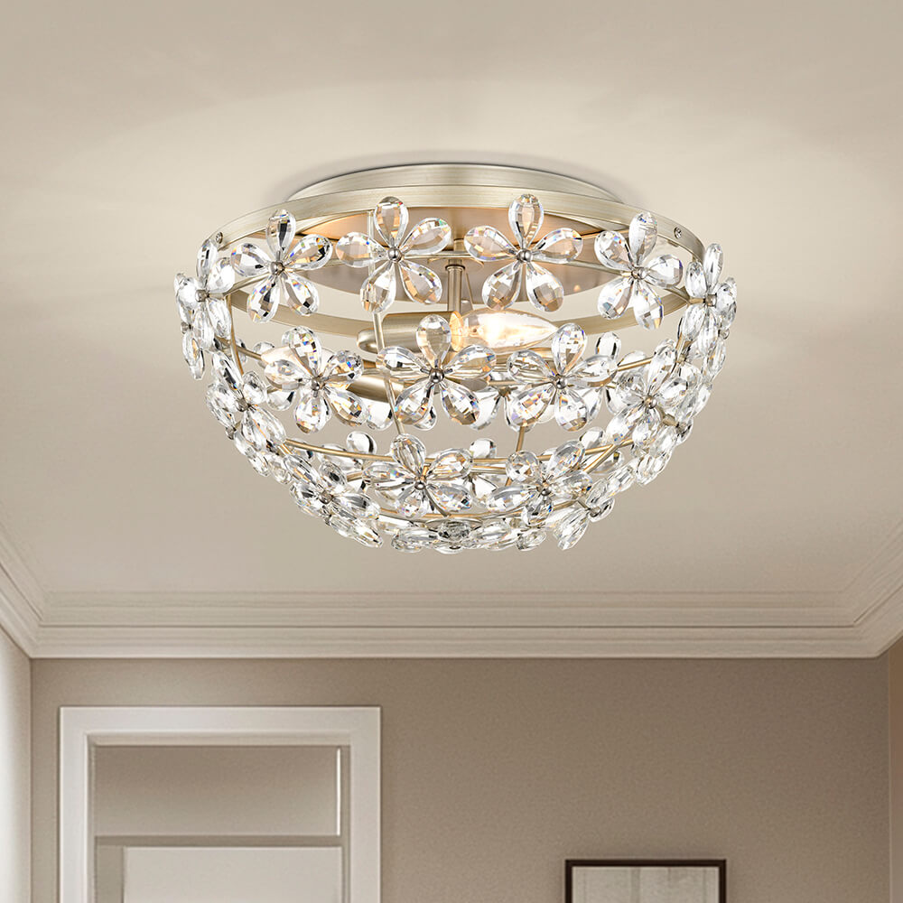 Rosa 3-Light Glam Daisy Flower Crystal Blossom Flush Mount FD-1245-AKX