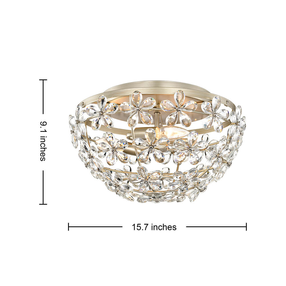 Rosa 3-Light Glam Daisy Flower Crystal Blossom Flush Mount FD-1245-AKX