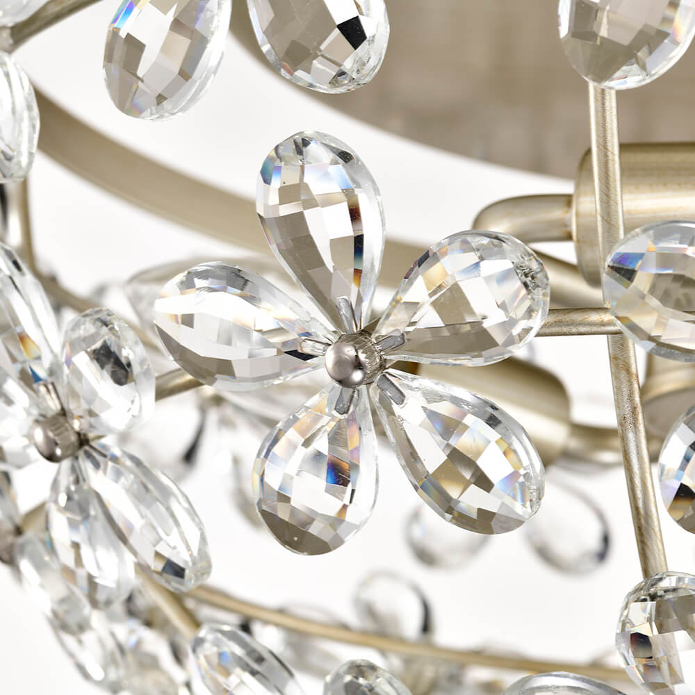 Rosa 3-Light Glam Daisy Flower Crystal Blossom Flush Mount FD-1245-AKX