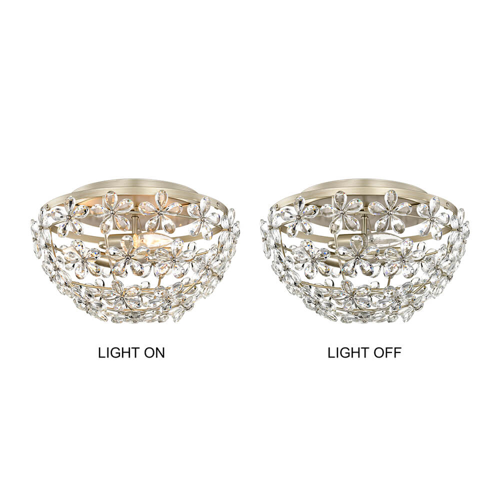 Rosa 3-Light Glam Daisy Flower Crystal Blossom Flush Mount FD-1245-AKX