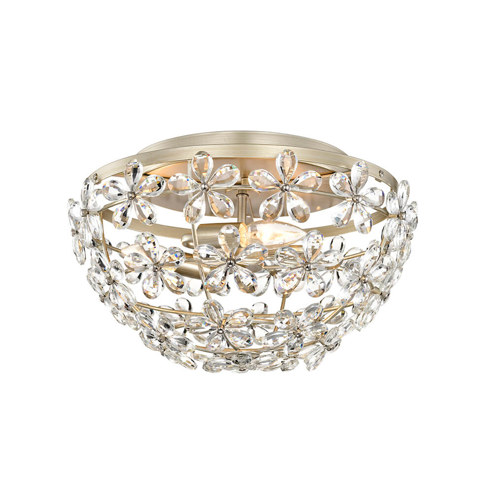 Rosa 3-Light Glam Daisy Flower Crystal Blossom Flush Mount FD-1245-AKX
