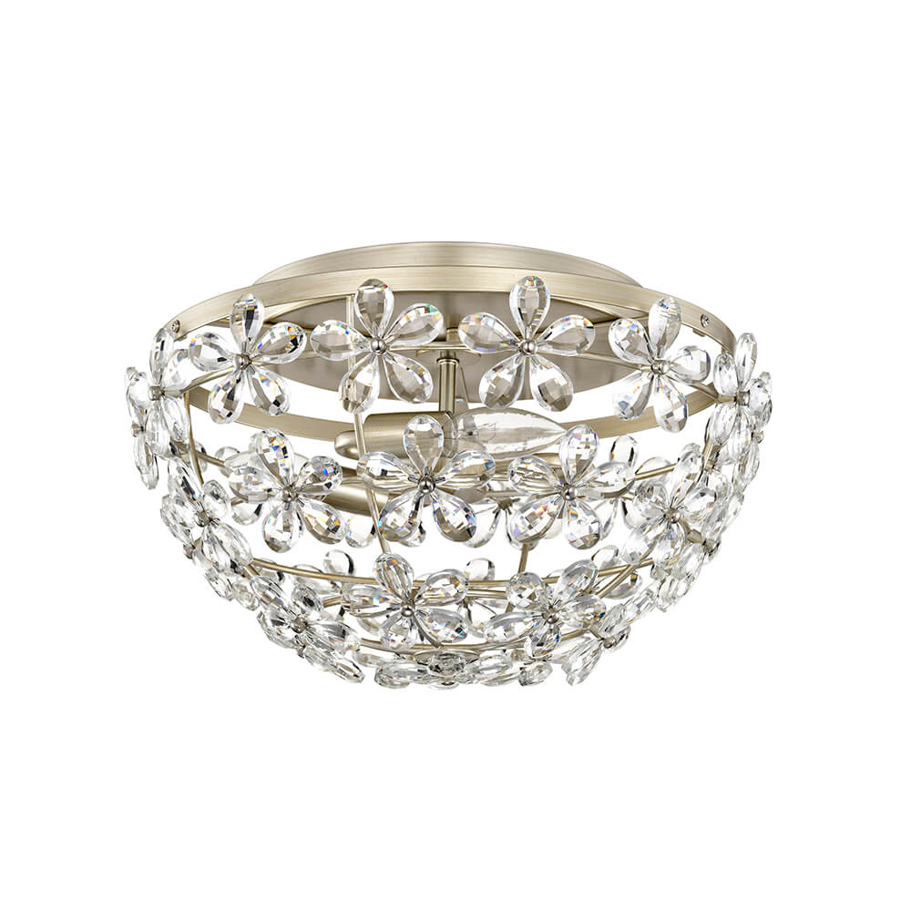 Rosa 3-Light Glam Daisy Flower Crystal Blossom Flush Mount FD-1245-AKX