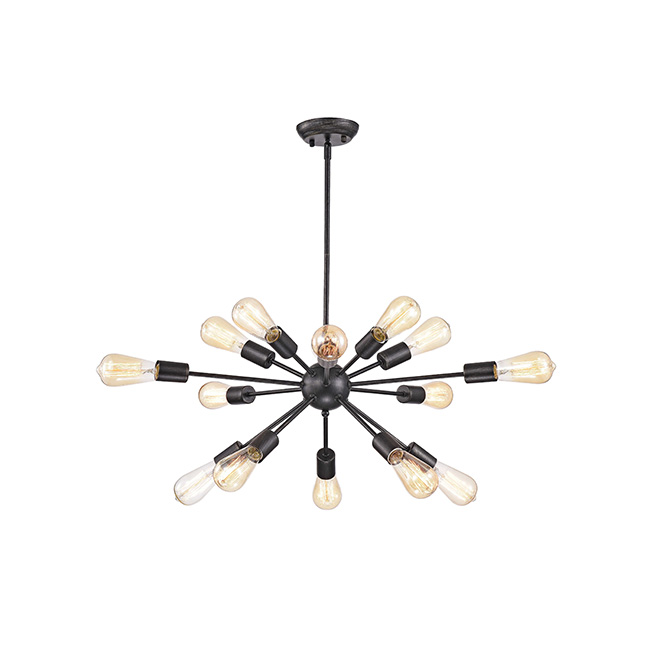 Lorena Sputnik Antique Black 15-Light Industrial Pendant Chandelier FD-1452-RDC